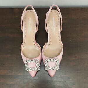 NWOT - Adrienne Vittadini Suza Ballerina Pink Embellished Slingback Kitten Heels
